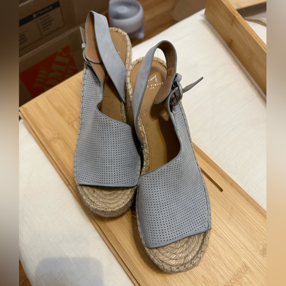 Blue Suede Marc Fisher Espadrille Wedge